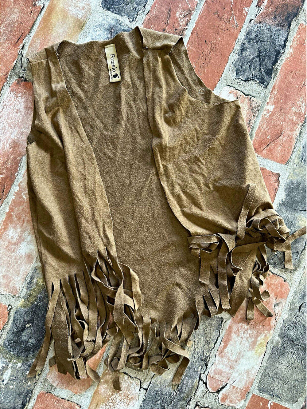 Pomelo Girls Size 4T Brown Suede Fringe Open Front Sleeveless Short Vest